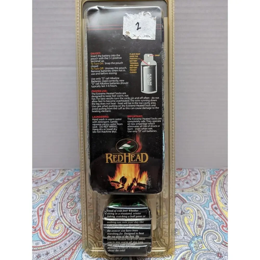 NEW NOS Redhead Bass Pro Shops Extreme Battery Heated Wool Socks Size Medium